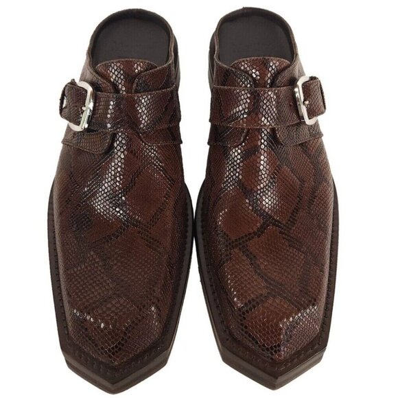 Martine Rose Python Chisel Toe Mules 40 M7 W10 Brown New - Picture 3 of 13